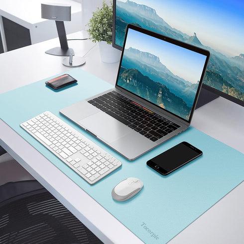 Dual Sided Multifunctional Desk Pad - Tocorpie PU Leather Desk Mat Protector for Laptop Keyboard and Mouse Waterproof