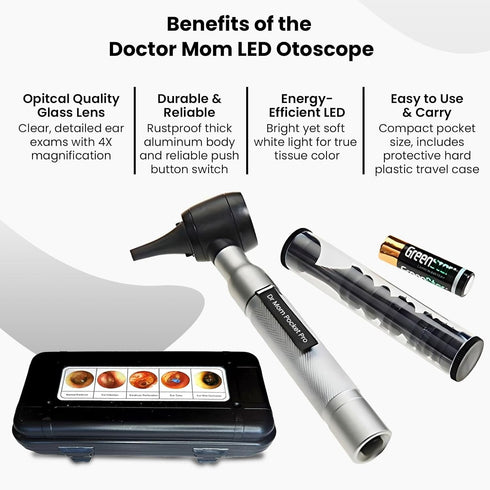 Doctor Mom Otoscope 4th Generation Doctor Mom LED Pocket Pro Otoscope with Both Adult and Pediatric Disposable Specula