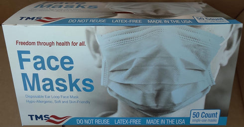 TAIJI Medical Supplies 3-Layer F3502 96%, 50-Count, TMS Consumer Series Face Mask, Tested Disposable, Single-Use, Made