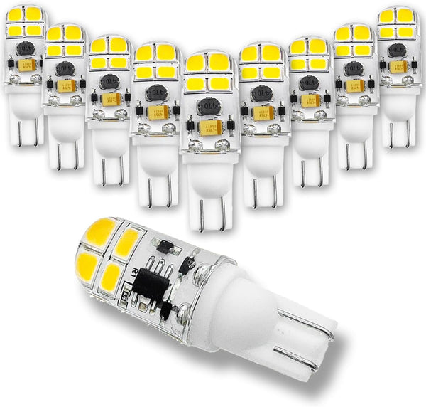 KAKEMONO T5 T10 Wedge Base 2W LED Bulb 10 Pack for 12V 24V Landscape Path Light, 6000K Daylight White