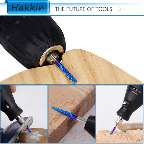 20 Set, 1/8" Hakkin Pcs Carbide Rotary Burrs End Mill CNC Router Bit, Shank Nano Blue Coating Ball Nose End Mill