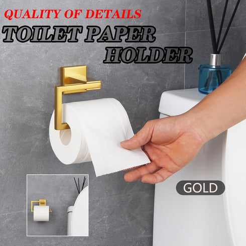 JG1905-BE GERZWY Gold Stainless Steel Toilet Paper Holder Paper Towel Dispenser Tissue Roll Hanger Wall Mounted
