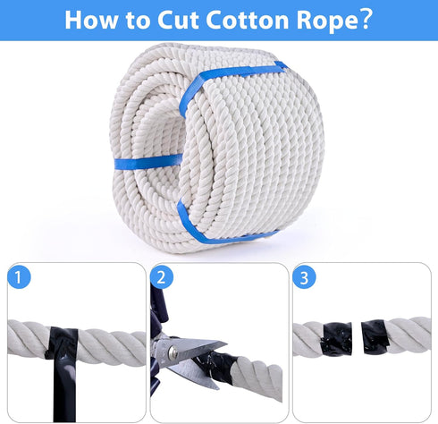 MKMJ 1/2in 50ft White Cotton Rope Natural Twisted,Available as Used for Tug of War, Navigation, Fitness and Making