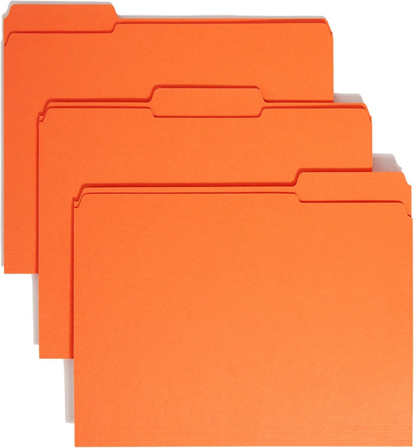 Smead File Folder, Orange, Reinforced 1/3-Cut Tab, Letter Size, 100 per Box (12534)