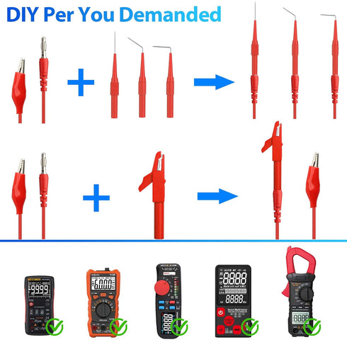 Linkstyle 25PCS Back Probe Kit, Multimeter Back Probes Pin 4mm Banana Plug to Alligator Clip