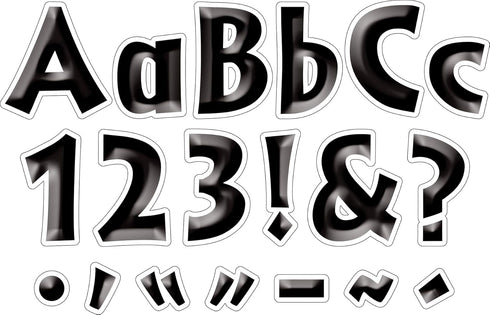 BARKER CREEK 4" Letter Pop-Outs 2 Pack, Black Tie Affair, Colorful Letters for Bulletin Boards, 510 Upper Lowercase