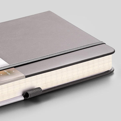 EMSHOI A5 Graph Paper Notebook - 256 Pages, Hard Cover, 120gsm Thick Paper, Smooth PU Leather, Inner Pocket, Dark Grey