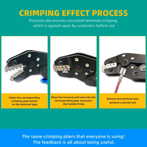 SN-58B Crimping Tool, Ratcheting Wire Crimper for 0.25-1.5MM 24-16AWG Dupont, TE, JST, Molex Terminal