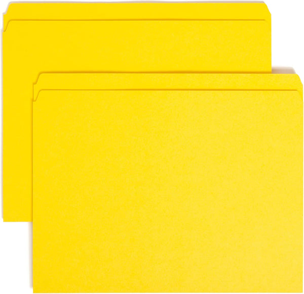 Smead Colored File Folder, Straight-Cut Tab, Letter Size, Yellow, 100 per Box
