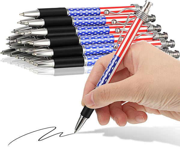 Tenare 16 Pcs American Flag Ballpoint Pen - Patriotic 1.0mm Black Ink Pens for USA Souvenirs & Gifts