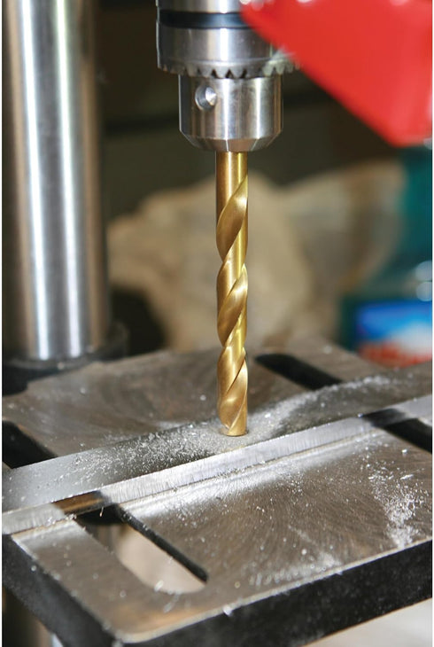 Performance Tool W9012: 63pc Titanium Drill Bit Set for Various Drilling Applications.