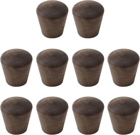 Wealrit 10 pcs Small Cone Cabinet Knobs with Screws,Black Walnut Drawer Handles,Wood