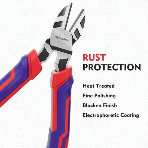 WORKPRO 6 Wire Cutters Heavy Duty CRV Steel, Diagonal Pliers for Cutting Wires, Comfort Grip Handle