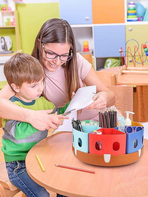 GAMENOTE Rotating Art Supplies Organizer - Lazy Susan for Kids Desk, Storage Caddy for School Supplies and Classroom