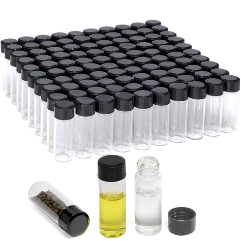 100 Pack 4ml Clear Glass Vials with Screw Caps, Small Liquid Bottle Vials for Essential Oil