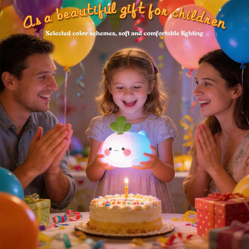KERHAND Dimmable Carrot Silicone Night Light, Bluetooth Speaker & White Noise Machine, Touch Control Rechargeable Lamp