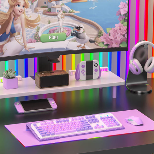 Rulyyo 17 Inch Ergonomic Computer Keyboard Stand - Glitter Purple Acrylic Keyboard Riser for Desk Tilted Keyboard
