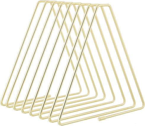 Y YOMA Gold File Folder Racks, Triangle Magazine Holder Metal Organizer for Desk, 7 Compartments