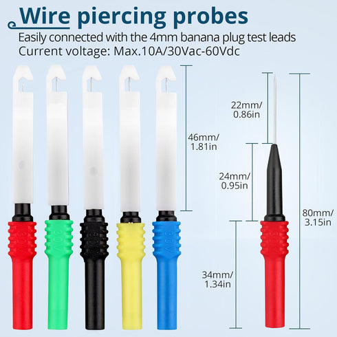 35PCS Set Box,5 Clips,5 Back Probe Kit Automotive Test Leads with Storage Large Alligator Wire Piercing Probes,Flexible