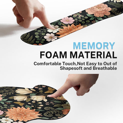 Arttown Set 4 1 Spring Flower Desk Mat Leaves Floral Colorful Mouse Pad in Ergonomic Design Large Mousepad + Keyboard