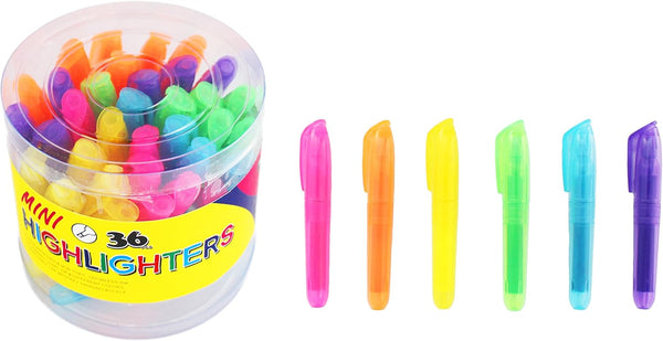 SKKSTATIONERY 36-Pcs Mini Highlighters Assorted Colors, Chisel Tip Highlighter Markers, 3.5'' Highlighter Pens