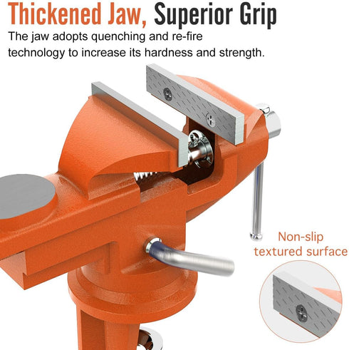 3 Inch, 360Swivel Housolution Universal Table Vise Base Bench Clamp Home Vise Clamp-On Vise Repair Tool Portable Work