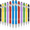 Tenare 12 Pieces 1.0 mm Black Ink Metal Ballpoint Pen with Stylus Tip, 2 in 1 Stylus for Touch Screens, Bright Color
