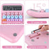 Mechanical Pushbutton Calculator, 12 Digit Large LCD Display, Big Buttons Easy to Press, Colorful Candy Calculator,