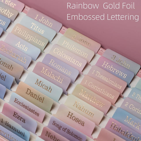 UPAFEXXI Summaries(Gold 80Chapters -Laminated Bible Tabs with Book Foil Embossed Lettering), Bible Tabs for Women