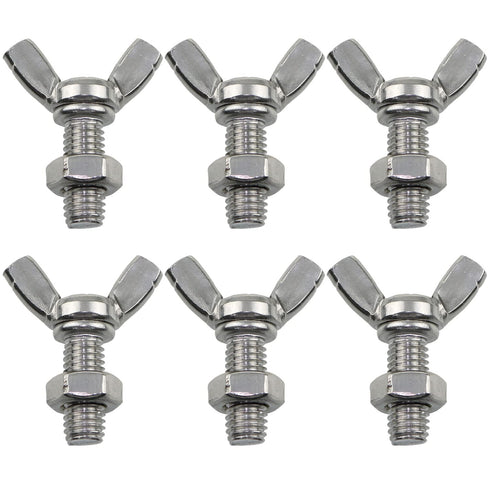6 Pcs M8 1.25x20mm Stainless Steel Butterfly Screws with 6 Pcs Nuts, Hand Tighten Toolless Adjust Bolt