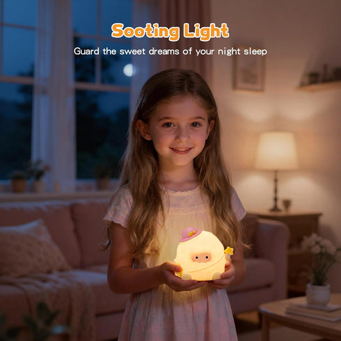Dimmable 3 7 Baby Night Light, Touch Control Rechargeable Nursery Lamp with Soft Light, Portable Brightness Level