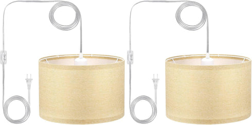 PATIKIL Plug in Pendant Light, 2 Pack 15Ft Rope Cord Hanging Lamp