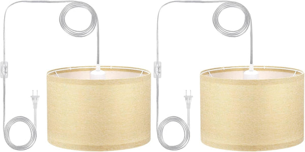 PATIKIL Plug in Pendant Light, 2 Pack 15Ft Rope Cord Hanging Lamp