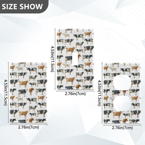 foixnub 1 Duplex Outlets Wall Plate Cover Watercolor Dairy Cattle Cows Gang Duplex Receptacle Switch Wall Plate