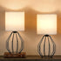 Small Table Lamp Set of 2 Black, Bedside Lamps with Metal Cage