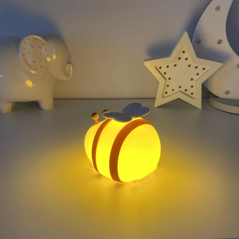 Dimmable Cute Bee Night Light Silicone Rechargeable Touch-Controlled RGB Lamp with Adjustable Brightness & Multiple