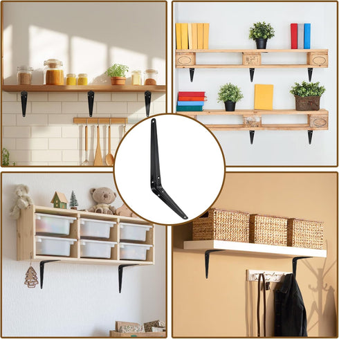 Mormchlots 24Pcs 10 8 Inch x Black Shelf Brackets, Heavy-Duty Metal Steel Corner L Brackets for Shelves Shelf