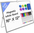 MaxGear White Board with Stands, 16" x 12" Large Double-Sided Dry Erase Board for Kids, Desktop Easel