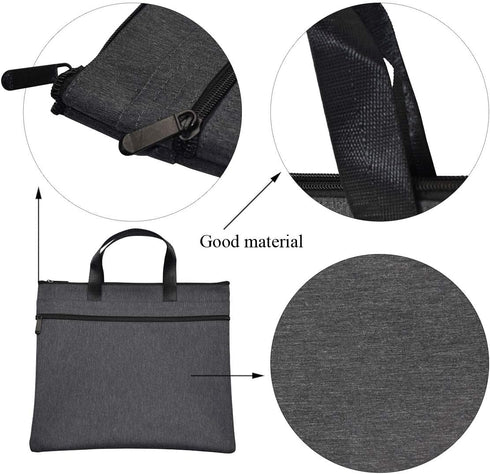 Enyuwlcm Black Waterproof Zipper Document Bag with Handle, Office Organizer Briefcase for Meetings