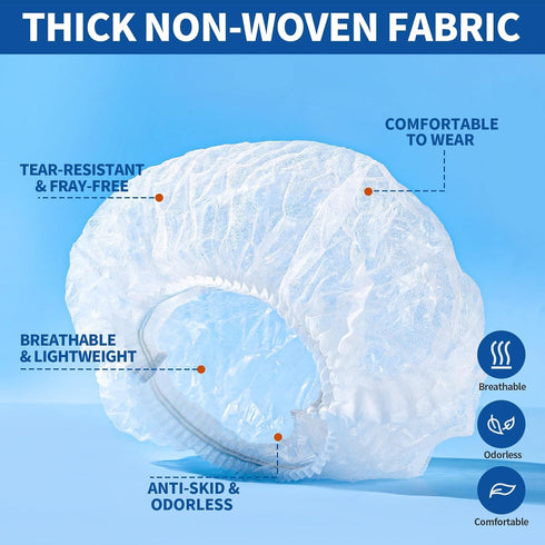 LEOBRO Hair Nets for Food Service Workers, 50PCS Disposable Kitchen Hair Nets for Women and Men Cooking, White