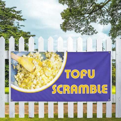 Fastasticdeals 4 Grommets 24x48Inches Vinyl Banner Multiple Sizes Tofu Scramble Outdoor Advertising Printing Food