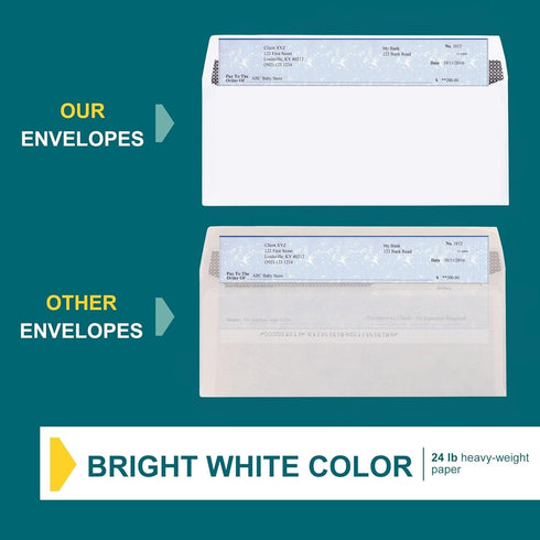 EnDoc #8 Double Window Envelopes Self Seal - Security Check Envelopes, 80 Count, 8 5/8 x 3 9/16 Inches for QuickBooks