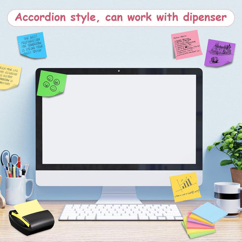 Pop Up Sticky Notes (32 Pads) - 3x3 Refills, 8 Bright Color Self-Stick Note Pads, 1600 Sheets for Home, Office, School