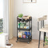JIUYOTREE 3-Tier Plastic Rolling Storage Cart, Utility Cart with Extra Hanging Cups and Lockable Wheels for Kitchen and