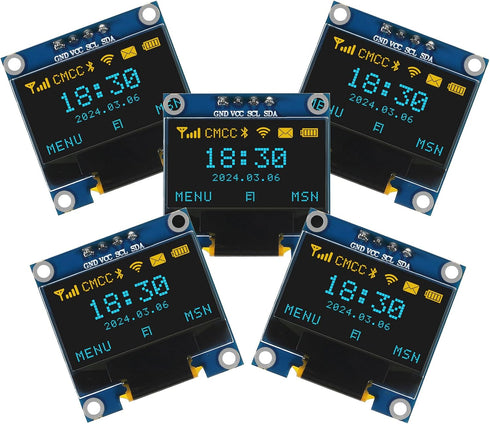 AITRIP 5PCS 0.96 Inch OLED Display Screen Module Compact Self-Luminous Mini Screens for