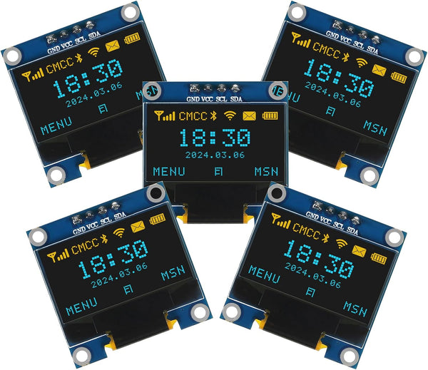 AITRIP 5PCS 0.96 Inch OLED Display Screen Module Compact Self-Luminous Mini Screens for