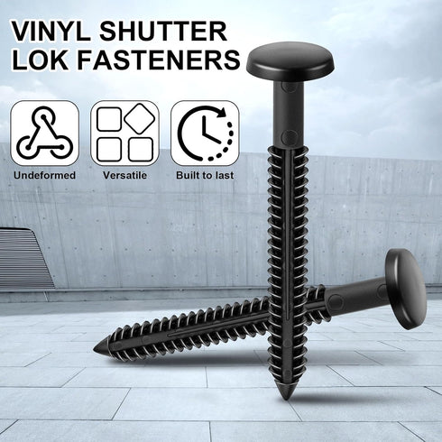Blulu 120 3 Inch Pcs Vinyl Shutter Fastener Window Panel Peg Lok Pin Pegs Screws Shutter Spikes Anchor (Black)