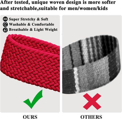 Stretchy Cute Key Chain, Upgraded Woven Wristlet Lanyard for Keys, ID Badges, Card Wallet, Phone (Red)