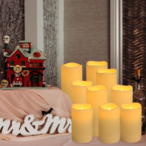 YOROXRG Set 24 4 4" 5" 6" 2.2"),for of Waterproof Outdoor Flameless Candles, LED Candles with Remote and Timer,(H x D