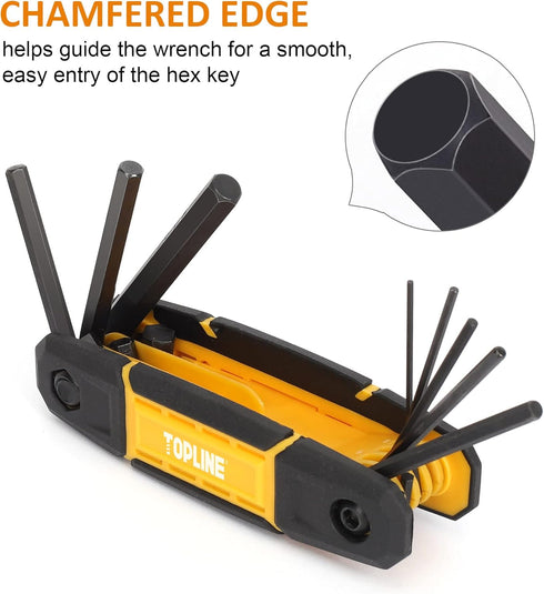 Topline 25-Piece Folding Allen Wrench Set - SAE, Metric, Torx Hex Key Set for Home Repair